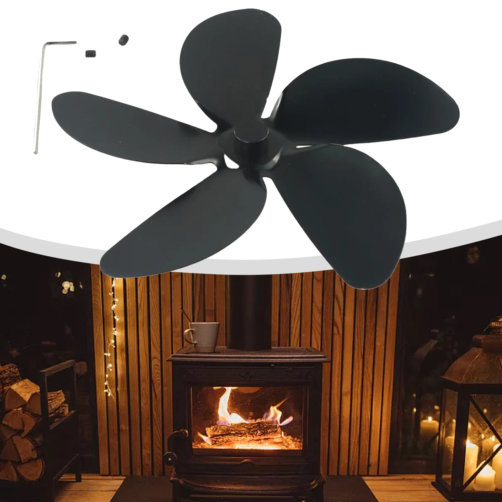 5 Blade Fireplace Fan Heat Shield Board Thermometer Heat Powered Log Wood  Burner for Home Use Efficient Distribution YL-602 Kit - AliExpress