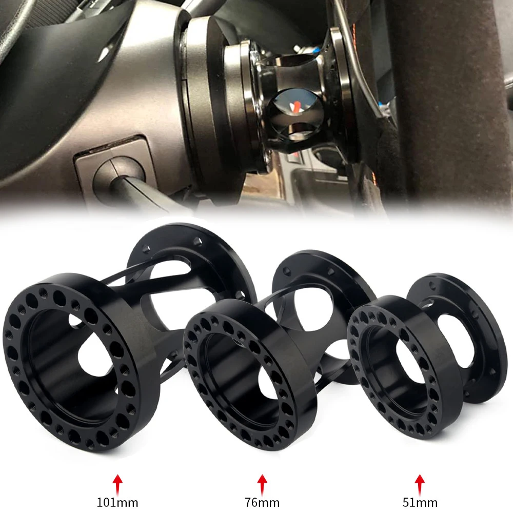 12/51/76/101Mm Nuovo Scava Fuori Il Distanziale Del Mozzo Del Volante Universale Mozzo Del Volante Boss Kit Adattatore Distanziale Nero
