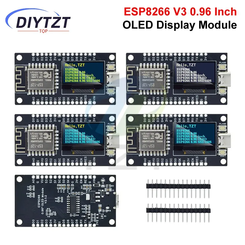 NodeMCU ESP8266 개발 보드(0.96인치 OLED 디스플레이 포함) CH340G ESP-12F WiFi 모듈 Arduino/Micropython용 TYPE-C USB