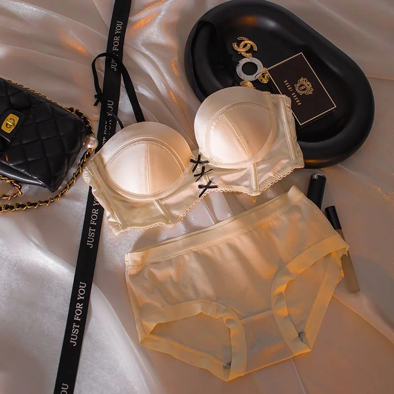 Ensemble Femme 2 Pièces Bralette Bras and Panty Sets Y2k Black Push Up Bra Lingerie Set for Women Luxury Underwear Lenceria