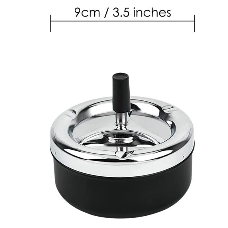 Cool Ashtray Stainless Steel Push Down Spinning Ashtray Self-Cleaning Ashtray With Lid Cover Ash Tray for Cigarette Smoking 5
