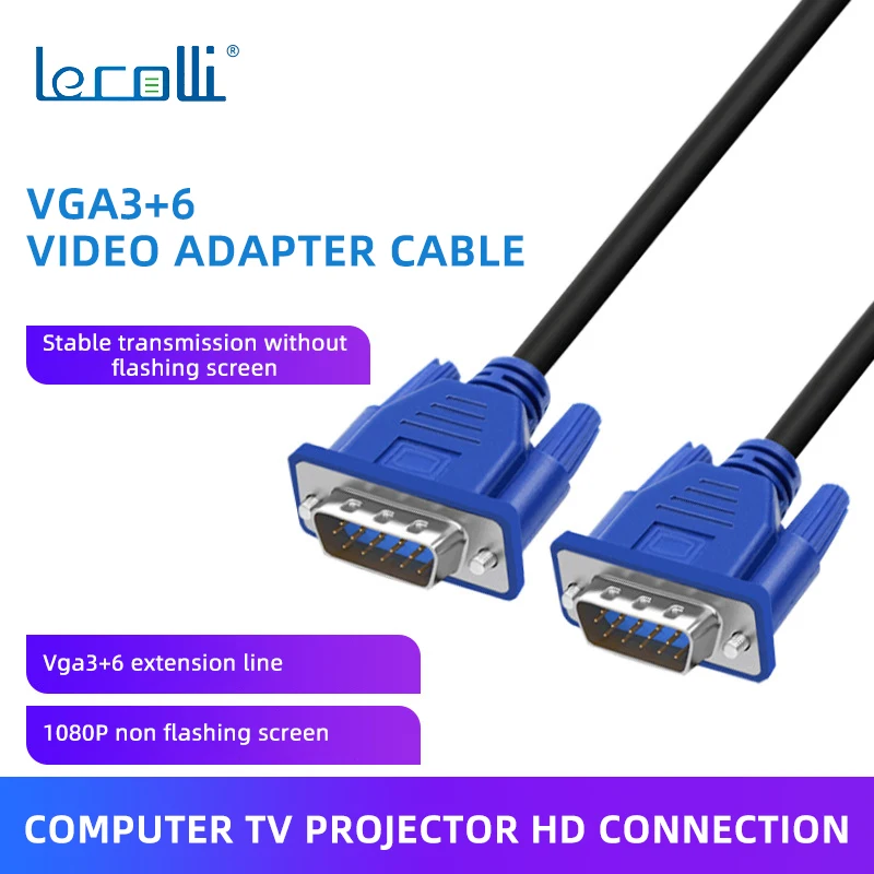 Vga Adapter Cable For Computer Monitor Tv Lcd Monitor Projector Hd