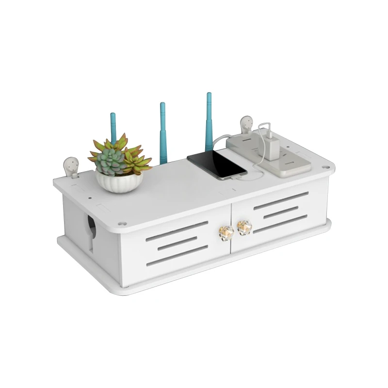 

Wifi Router Storage Box Cable Holder Wall Mounted Support Shelf for Home Bedroom Office Phone Charging Drop shipping