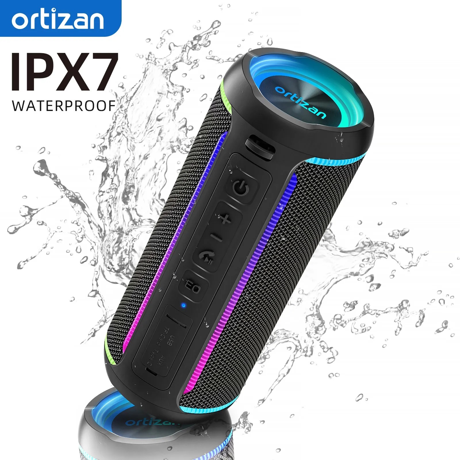 Bluetooth Speaker with 40W Stereo Sound, Rich Bass, IPX7 Waterproof, 30H Playtime,Mixed Color Light,Portable Speaker for Outdoor