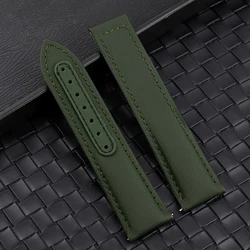 Luxurious Handmade Sailcloth Watch Strap with Premium Stitching, No Buckle - 22mm (Green)