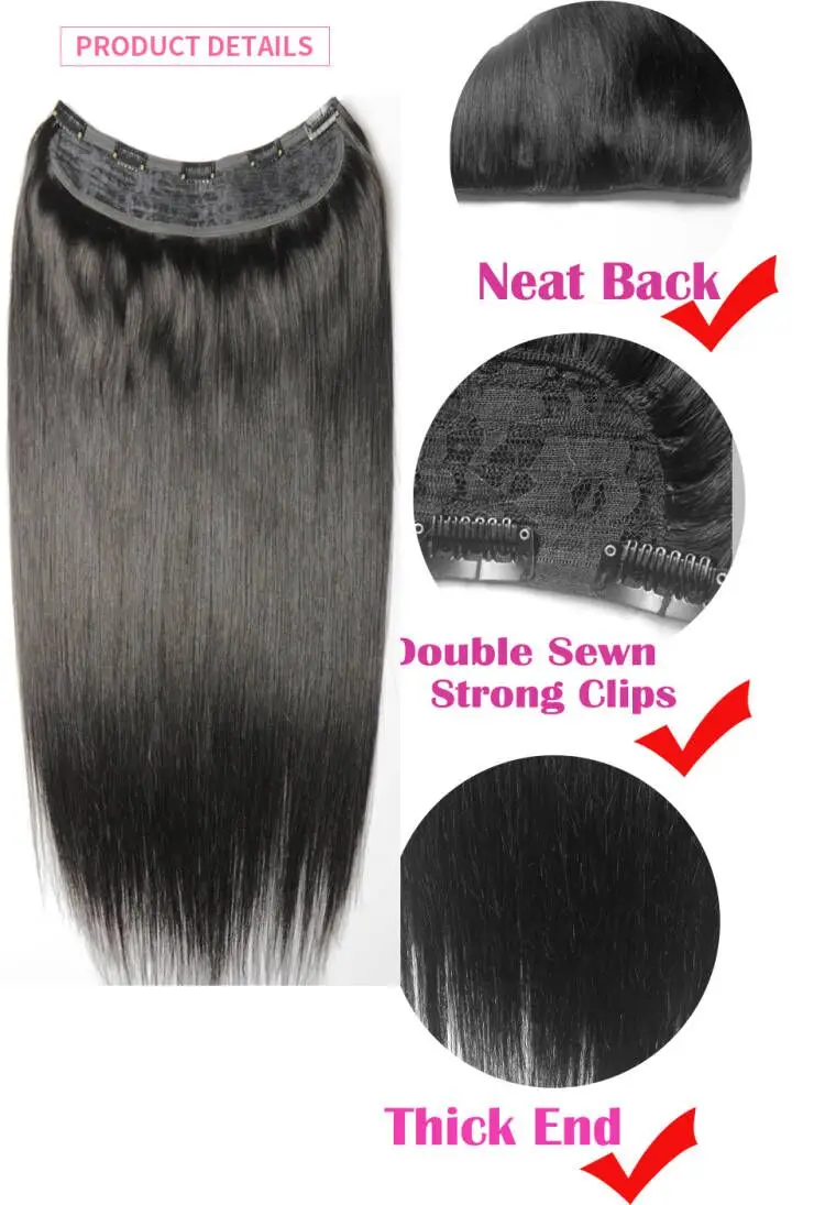 Chocala 16"-28" 100g-220g One Piece U Set With 5 Clips In Clip in Human Hair Extensions