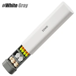 Stylish Weekly Pill Organizer for Vitamins and Supplements (White - Gray)