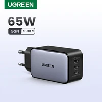 UGREEN 65W GaN Charger Quick Charge 4.0 3.0 PPS PD 3.0 Fast Charger 3 USB C For Macbook Air Laptops Tablets iPhone 17 16 15 Pro