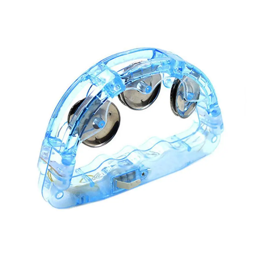 LED Tambourine Clear Light Up Sensory Toy Flashing Tambourine Musical Instrument Shaking Toy For Festivals Birthday Party