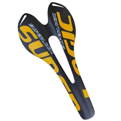 Superlogic 3K Full Carbon Fiber Bicycle Saddle - Lightweight Road and MTB Bike Seat, Matte Finish, Ergonomic Design, 275x143mm (Yellow)