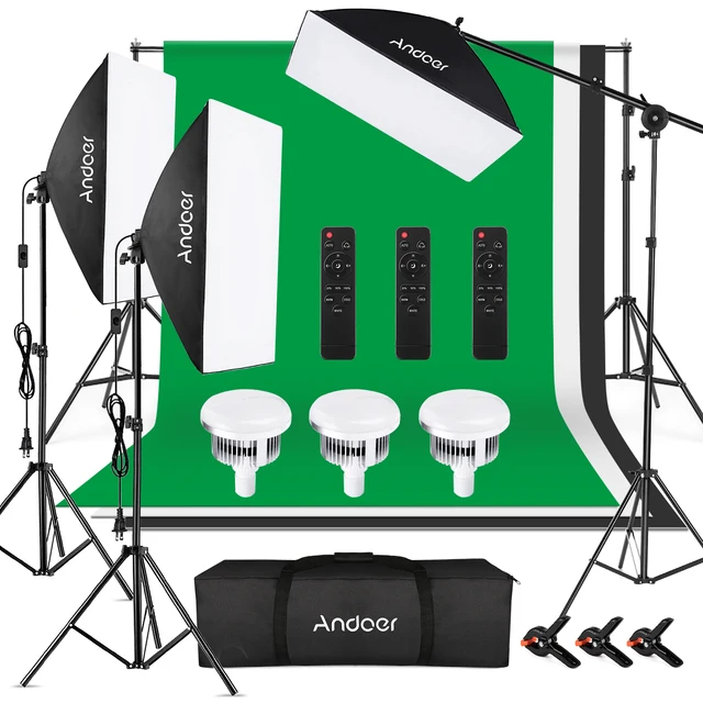 Andoer Studio Photography Light Kit Softbox Lighting Set 85W for Studio Portrait Product Photo Live Streaming Video Recording