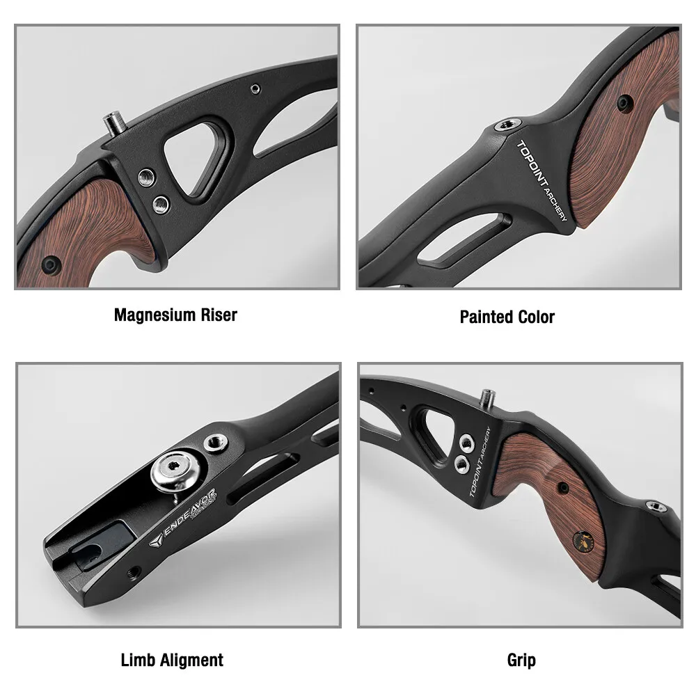 Archety Topoint ILF Arco ricurvo Riser 25 "Tiro con l'arco Takedown Grip per mano sinistra destra Caccia all'aperto Sport Competizione Tiro - immagine 2