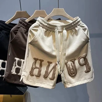 Pantaloncini con coulisse con stampa di lettere alla moda Pantaloni sportivi nuovi estivi da uomo Pantaloni a cinque punti casual americani larghi di marca alla moda 1