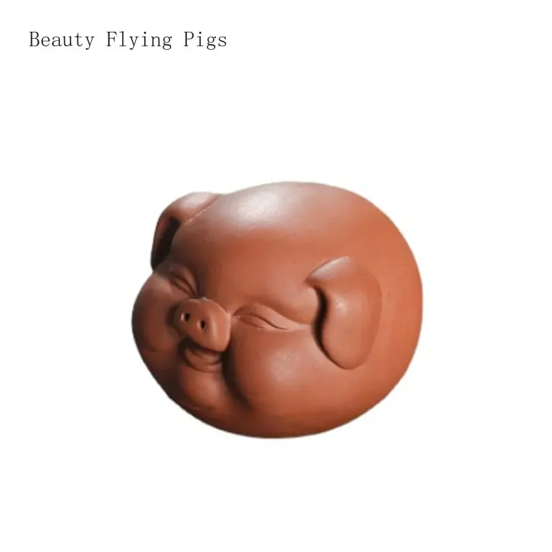 4.6X3.1Cm Boutique Royal Purple Sand Tea Pet Maialino Decorazione Lucky Animal Tea Art Tea Plate Home Crafts Figurine Feng Shui