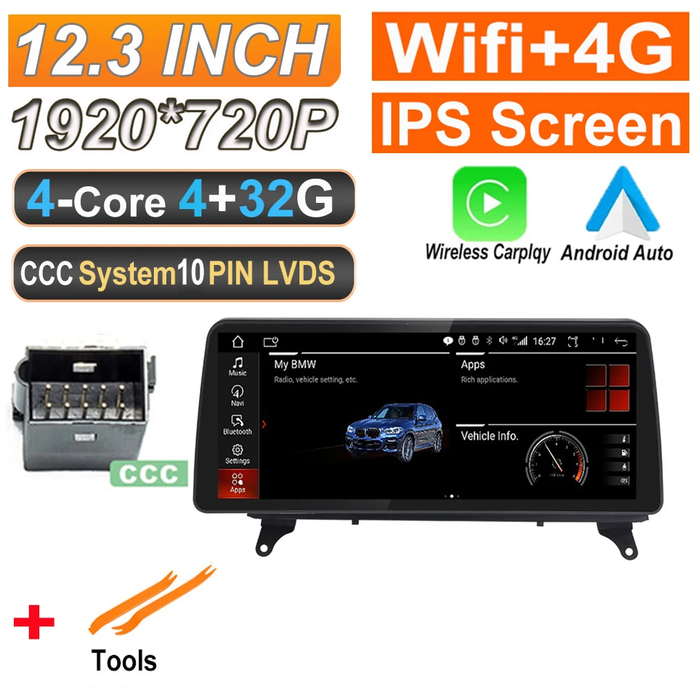 12.3 Incn IPS Screen Android 11 Car Multimedia Radio Stereo Video Player GPS Navigation For BMW X5 E70 X6 E71 CCC / CIC System double din car stereo Car Multimedia Players