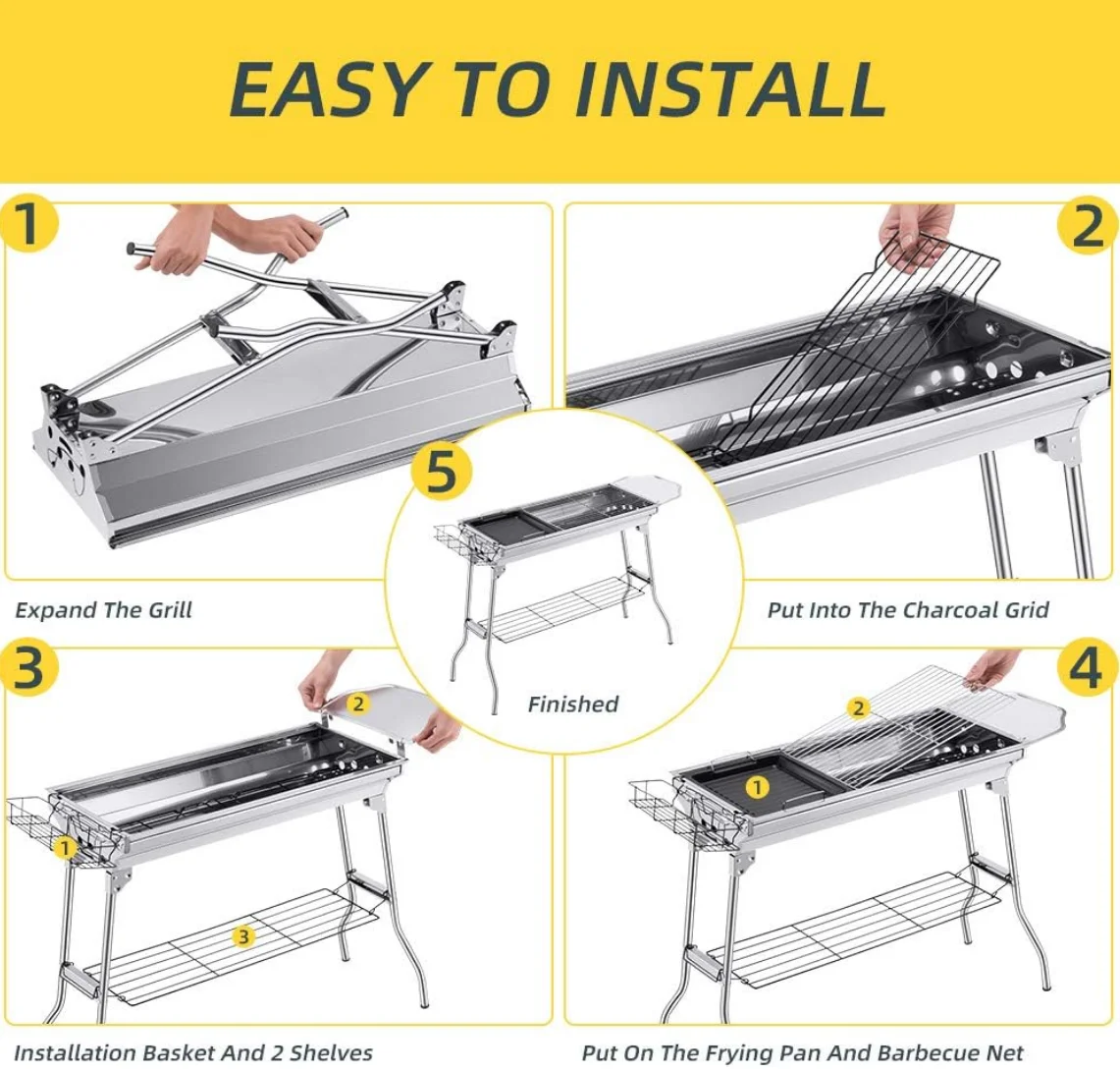 Description Picture 6 of itemHeavy-Duty Outdoor Portable Charcoal BBQ Grill with Cast Iron Grates and Smoking Cabinet