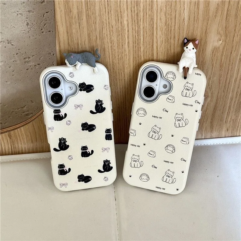 Cute 3D Cat Toy Leather-Style Soft Phone Case