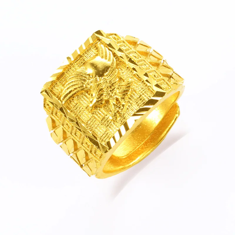 Real 100% Pure 24 K Gold Color Eagle Ring Per Uomo Brother Women Adjustabec Fidanzamento Fedi Nuziali Oro Puro De 24 K