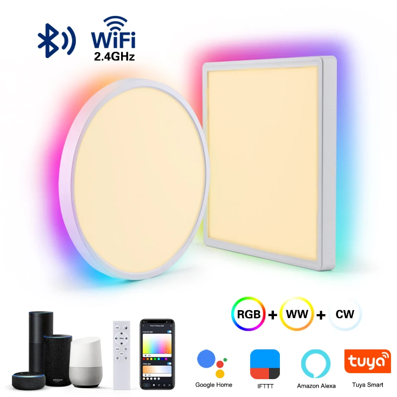 LED Smart Ceiling Light WiFi Control Remote Control RGB Warm White Cold White Panel Light Indoor Light 40W 220V Tuya Smart Life