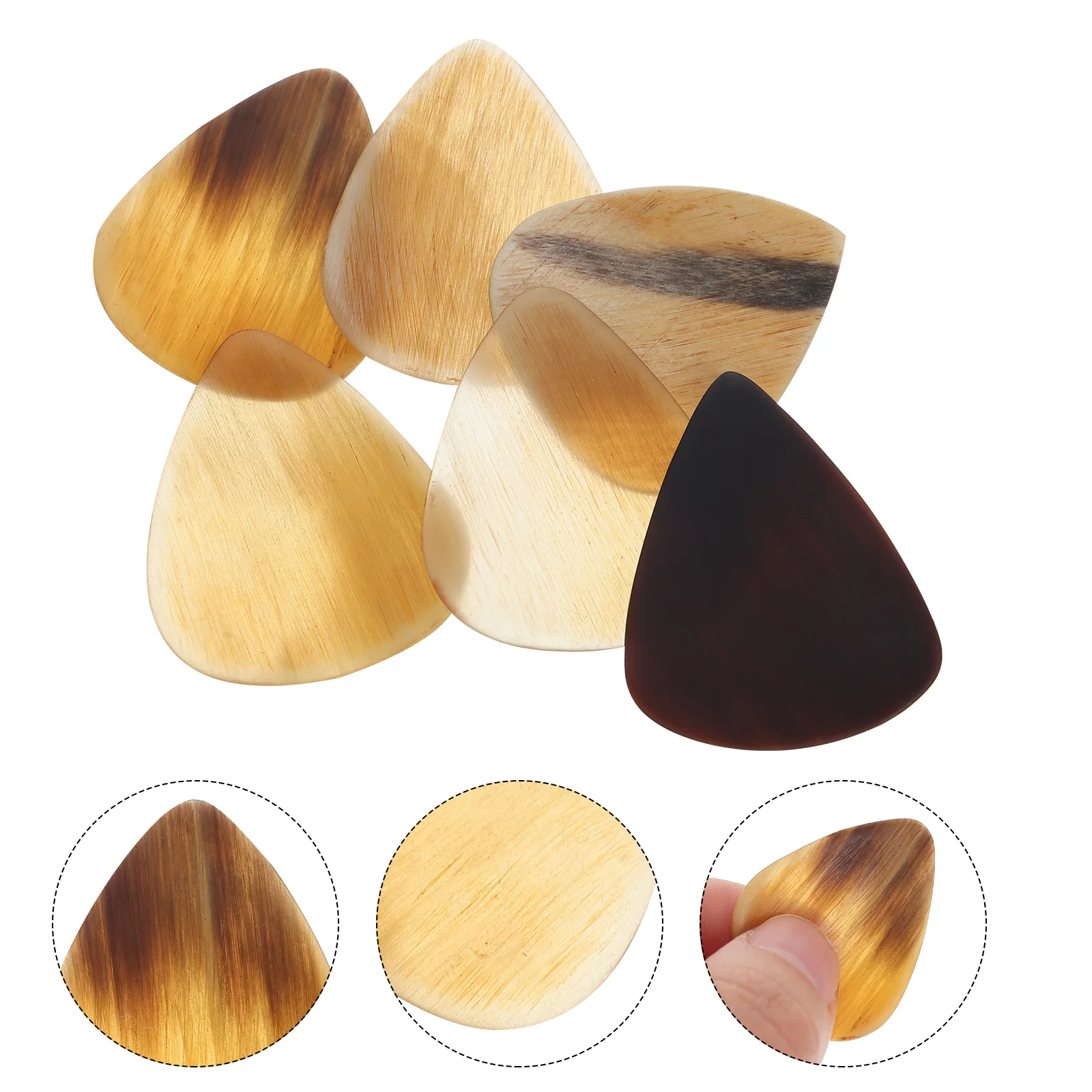 6 Pcs Horn Guitar Picks Handy Compact Ox Triangular Stringed Instrument Accessories Accessory Triangle
