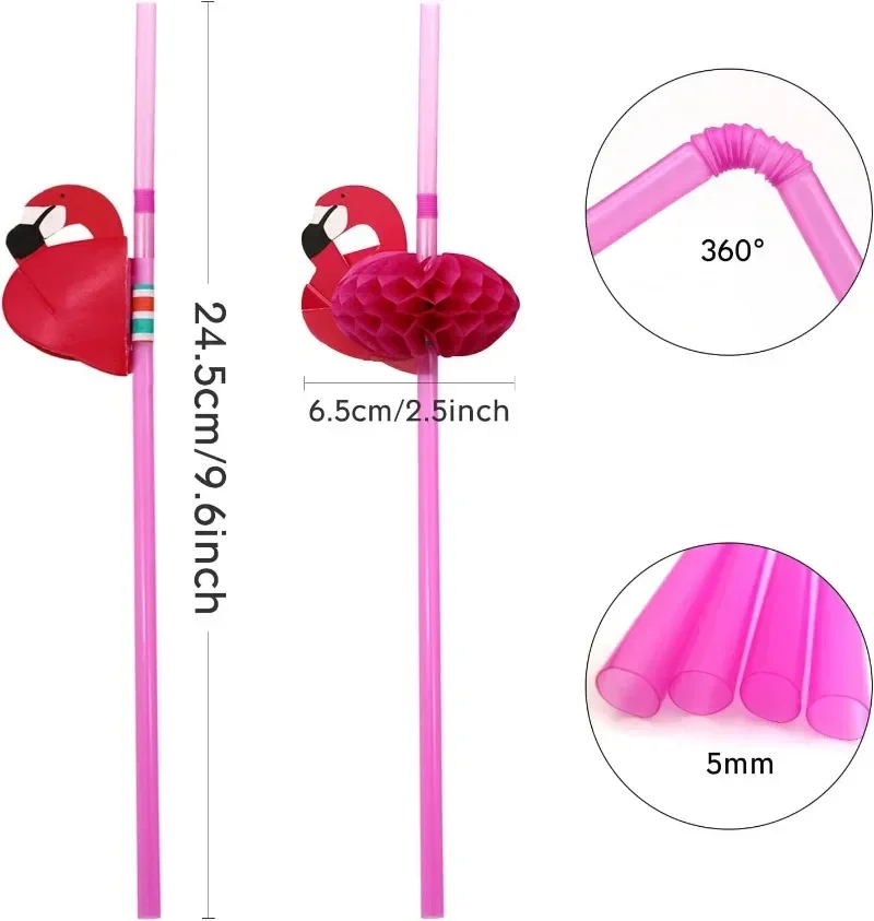 Flamingo Drinking Straws Tropical Umbrellas Pineapple Juice Cocktail Disposable Juice Straws Hawaii Party Decoration 25/50pcs disposable straws