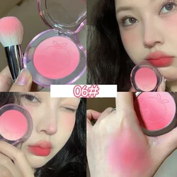 Peach Pink Matte Cheek Tint Blush - Silky Smooth Long - Lasting Facial Brightener Rouge Powder Palette (B - 06)