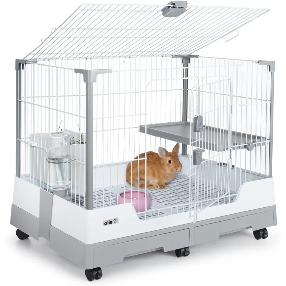 Deluxe Foldable Rabbit Cage with Pull Out Tray