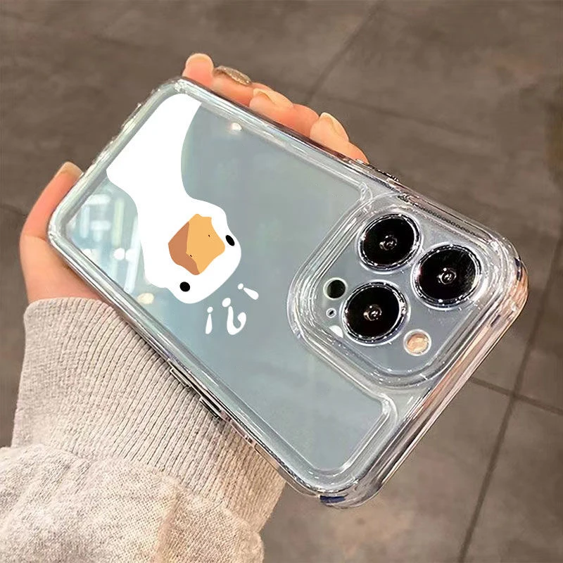 Soft Clear Phone Case with Cartoon Duck Design