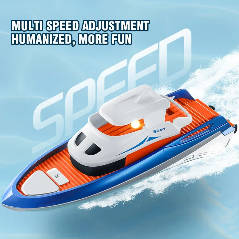 Mini Waterproof Remote Control Boat with LED Light for Kids