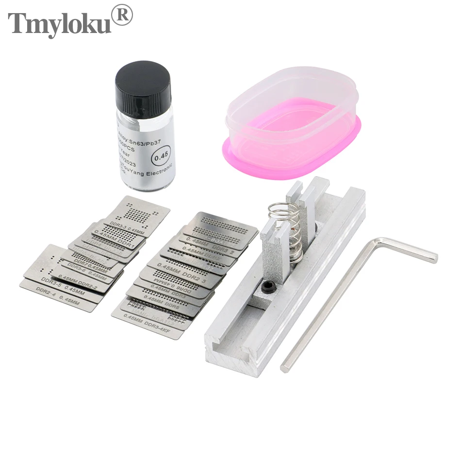 14/20pcs/set Chip Repair Tool Set BGA Flocking Ball Stencil For DDR4-BGA96 BGA78 DDR3-2 DDR5 DDR6 DDR7