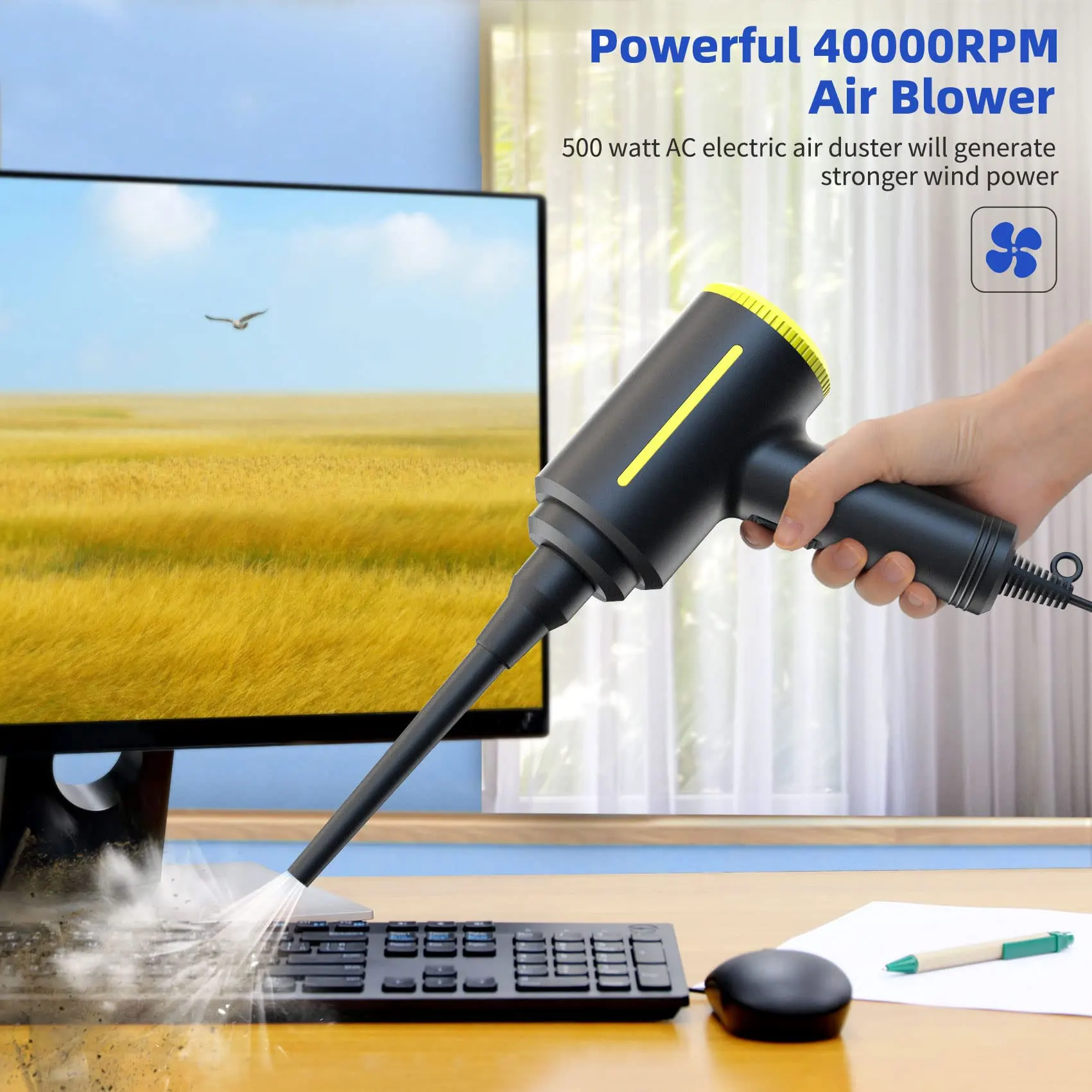 OPOLAR Cordless Compressed Air Duster - Blower & Vacuum 2-in-1, Replaces  Canned Air Spray Cleaner for Computer Keyboard, Electric Portable Mini