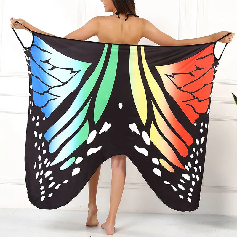 Sexy Butterfly Print Cover Up Swimwear Women Dress Summer Tunic Bikini Bath Sarong Wrap Skirt Swimsuit Elegant Lady Beachwear 1