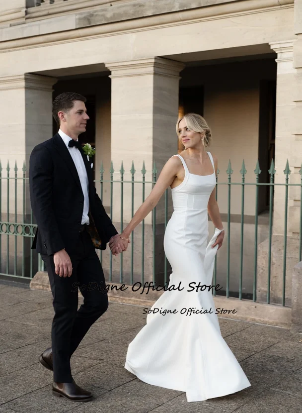 SoDigne Mermaid Simple Satin Wedding Dress Strapless Sleeveless Bride Dresses Beach 2025 Bridal Gowns Robe De Mairee Customized 12 S801c4a6406184faa9762860b2a0e1385E
