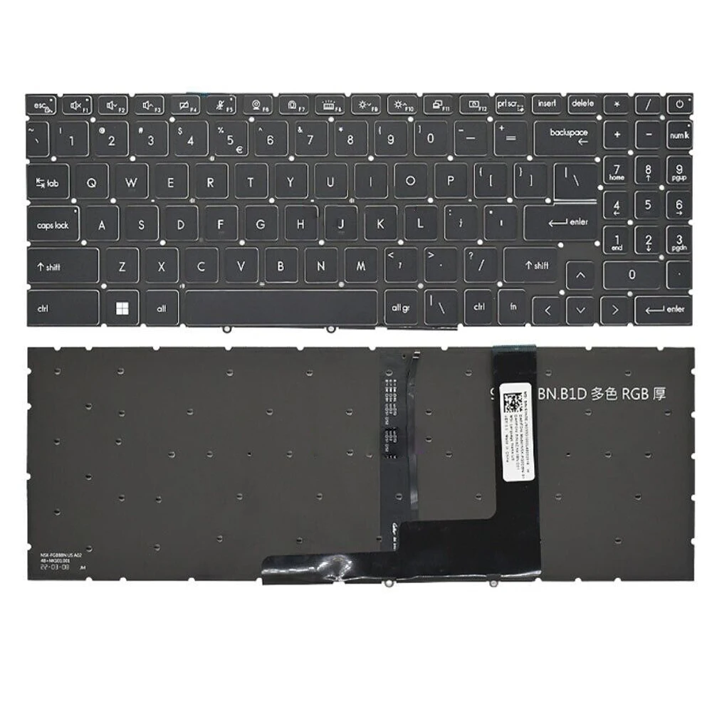Tastiera Per Laptop Retroilluminata Rgb Usa Per Msi Alpha 17 B5Eek Alpha 15 B5Eek Nero