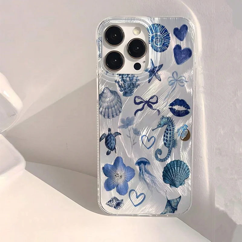 Glossy Blue Ocean Element Lip Phone Case