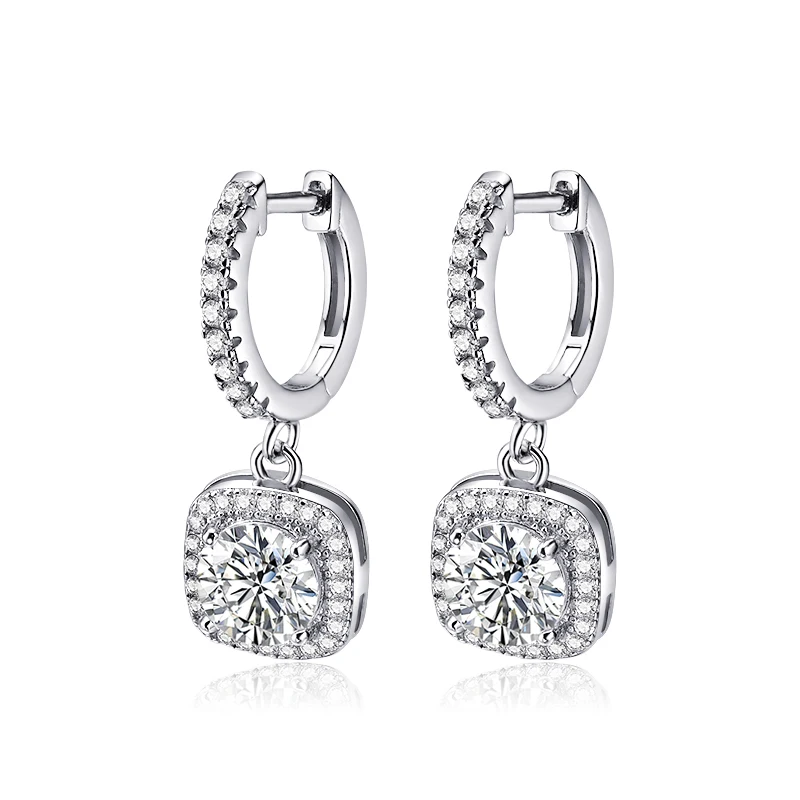 

OEVAS Real 0.5/1 Carats D Color Moissanite Drop Earrings For Women 100% 925 Sterling Silver Sparkling Wedding Party Fine Jewelry