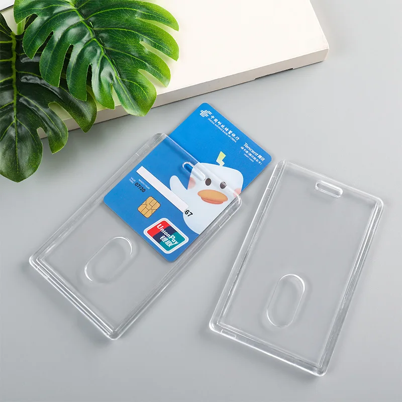 1pc New Hard Plastic Clear Acrylic Office Staff Card Cover Cases Protect Sleeve Girls Students Id Name Bus Card Holder Case