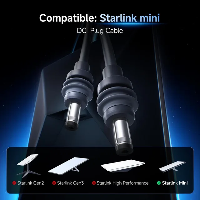 สายไฟสำรองสำหรับ Starlink Mini ความยาว 6.5 ฟุต/2 เมตร, สายไฟ DC กำลังไฟ 60 วัตต์, สายไฟ Starlink Mini พร้อมปลอกหุ้ม PVC, ขนาด 18AWG C 1