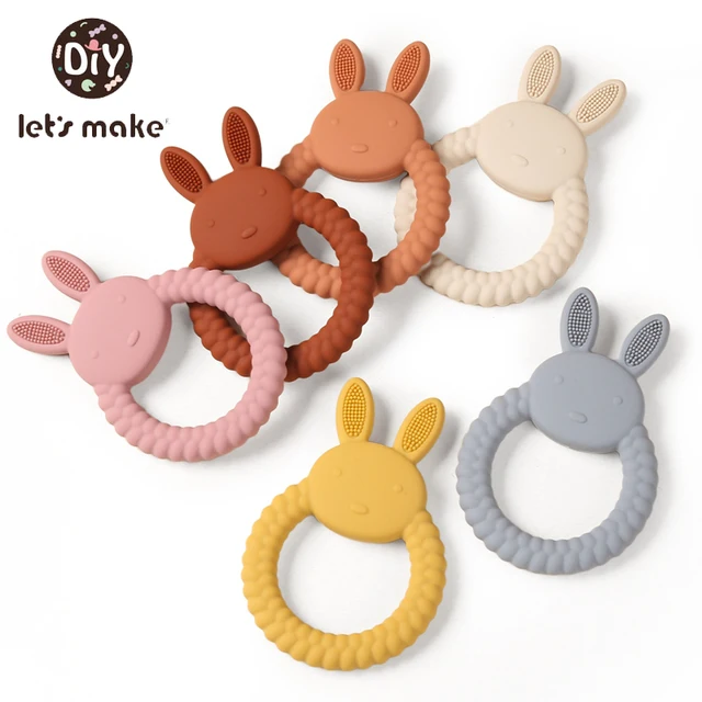 1PC Silicone Teether Baby Toy Baby Stuff Newborn Dental Care Durable Teething Chewing Toy Rabbit Shape Teether Ring Baby Gift 1