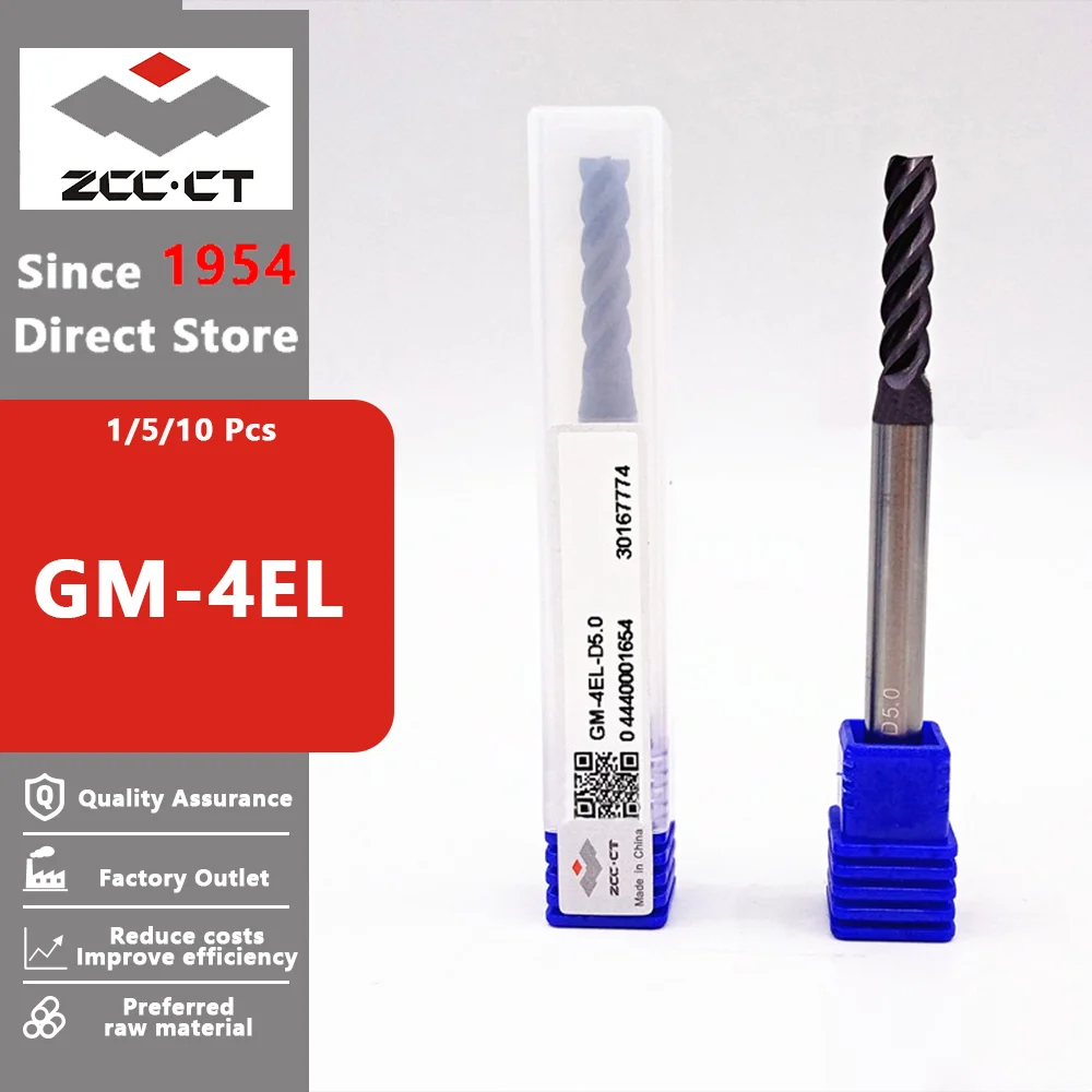 ZCC.CT GM-4EL D4.0-D20 CNC 우드 라우터 비트, TiAIN 코팅 솔리드 카바이드, 강철용 일반 엔드 밀 밀링 커터, 4 플루트, 3-20mm