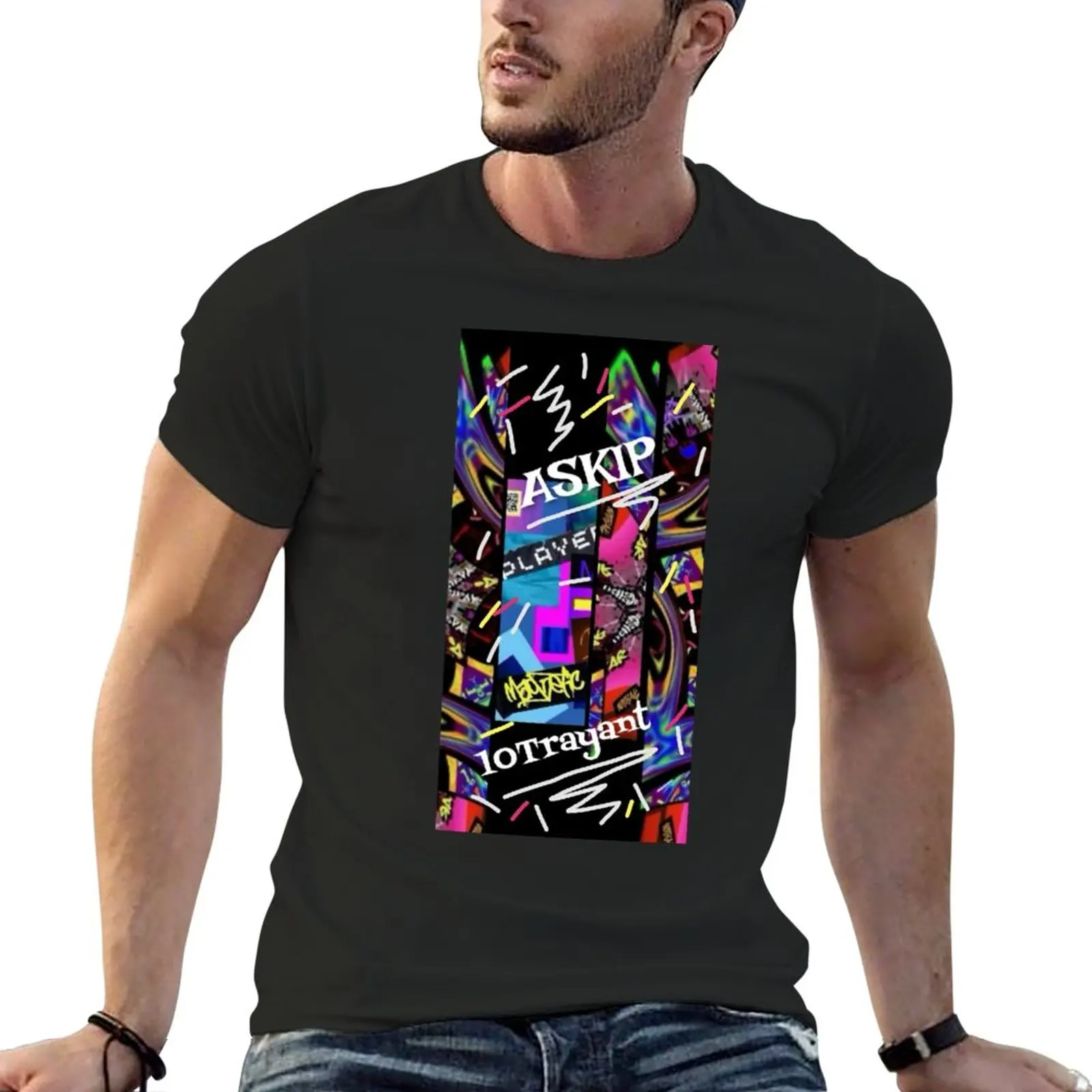 

Askip Black T-Shirt t shirt man man clothes animal print shirt for boys shirts graphic tees mens graphic t-shirts anime