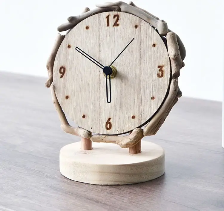 Description Picture 2 of itemLog Desk Clock Living Room Simple Desktop Ornament Clocks Creative Silent Table Clock Watch Home Decoration