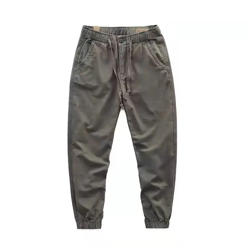 2023 KPOP Fashion Style Harajuku Slim Fit Trousers Casual All Match Cotton Cargo Pants Ventilate Solid Button Sport Jogger Pants