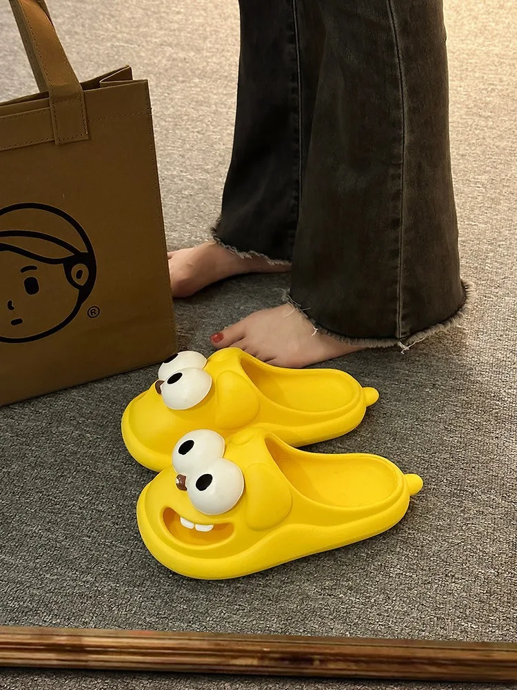 Tongue Kiss Slippers Big Eye Dog Slippers,Cute Funny Big Eye Dog Fun Cartoon Package Head Eva Slippers For Women