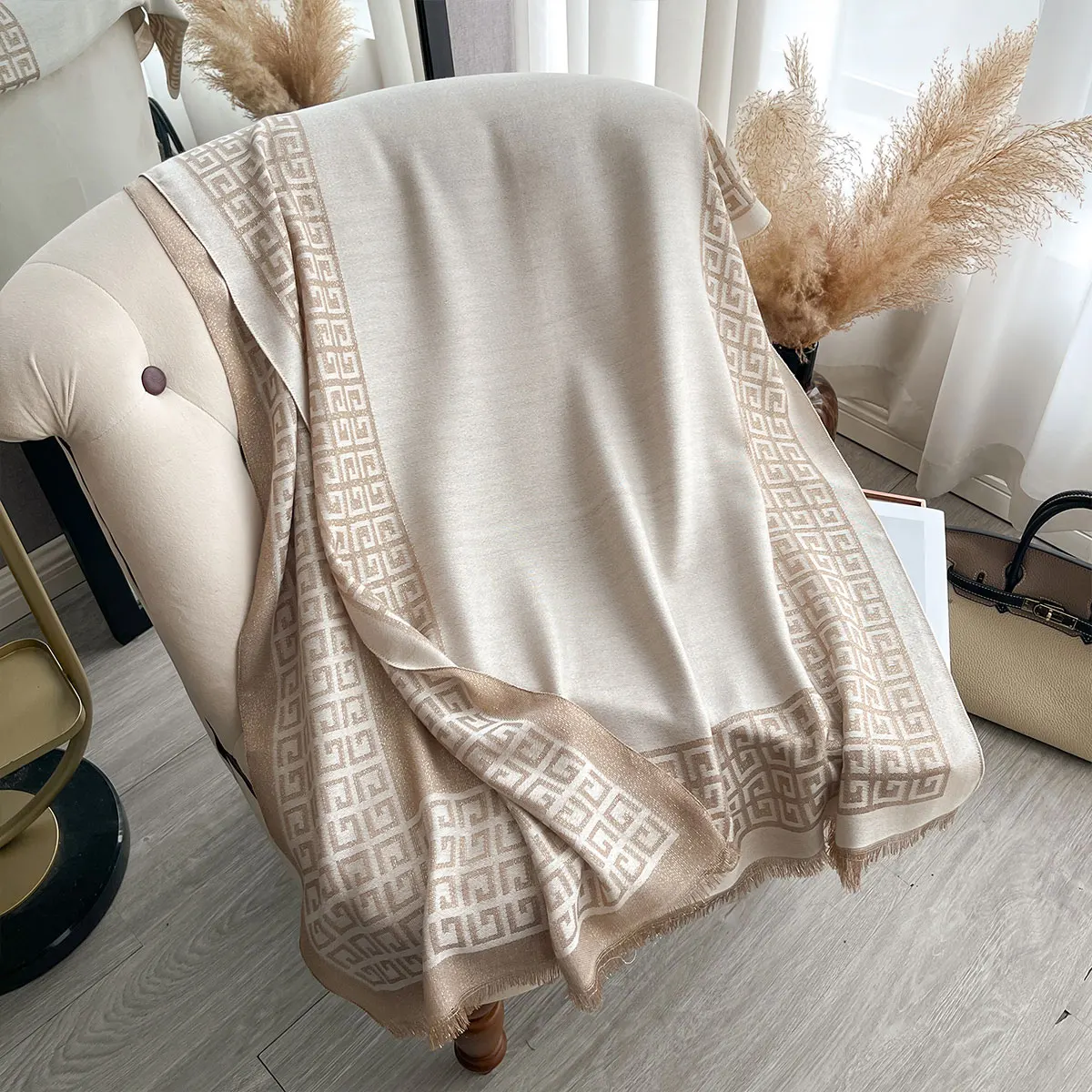 Elegant Ladies Muslim Hijab Golden Thread long Scarf With Spring and Autumn Sun Protection Scarf Decoration Shawl Wrap Headscarf