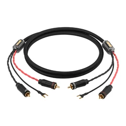 HiFi Audio Premium Phono Tonearm Cable with Grounding and Dual Magnetic Ring - 0.75m (HiFi phono Cable)