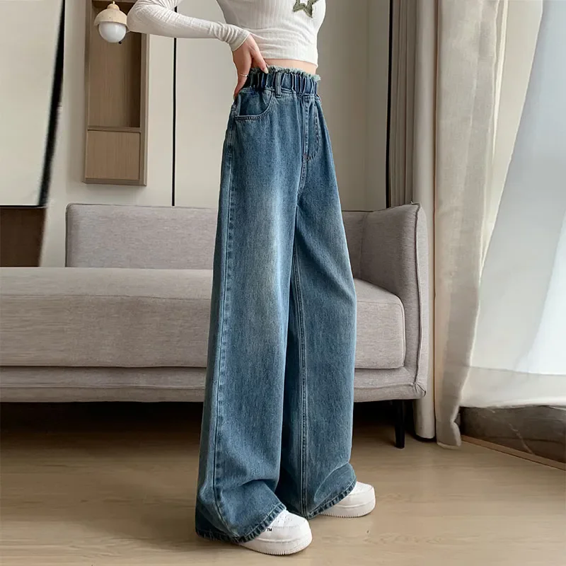 Large Size Straight Wide Leg Denim Trousers