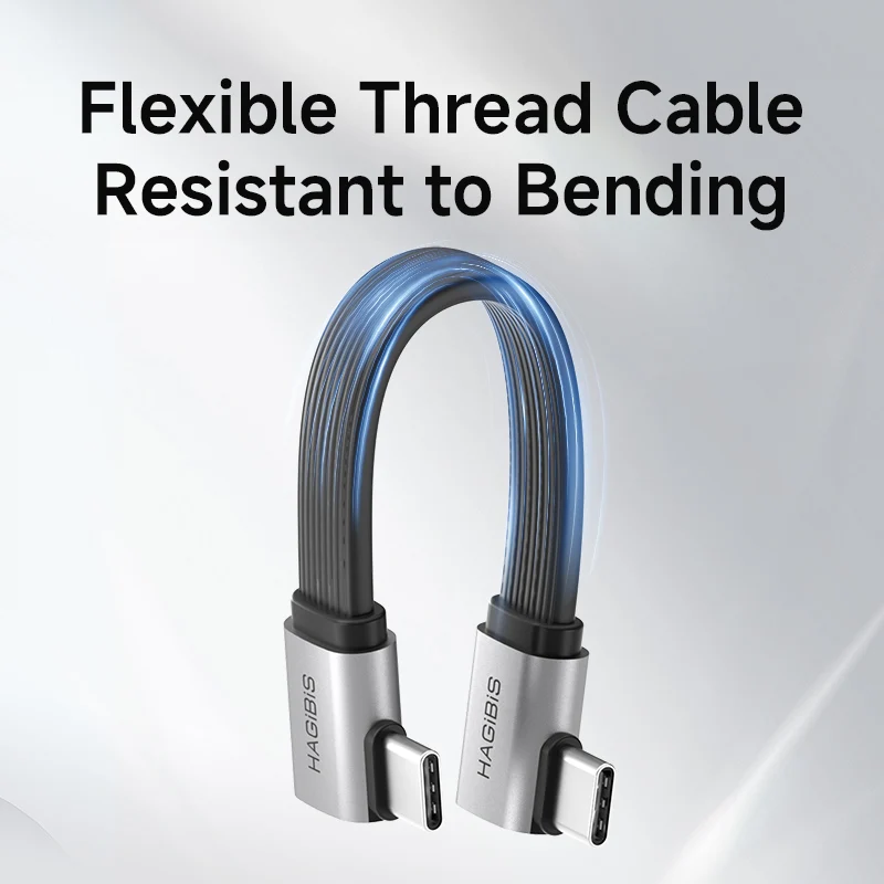 Hagibis USB C to USB C Cable Short 90 Degree Right Angle Type-C Fast Charging Cord L Shape for iPhone 17 Laptop Switch Samsung