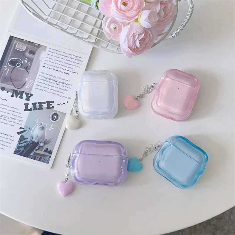Energetic Fresh Transparent Irregular Edge Earphone Cover Case with Pendant