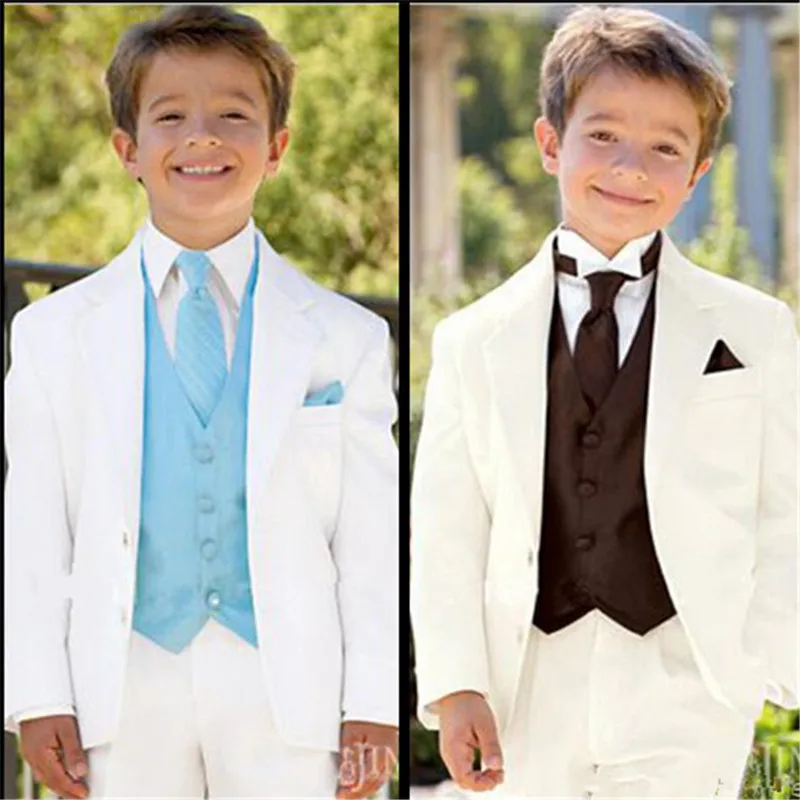 

New Fashionable Kids Suits for Weddings Prom Suits Children Formal Dress Tuxedo Jacket+Pants+Vest 3 Piece Custom
